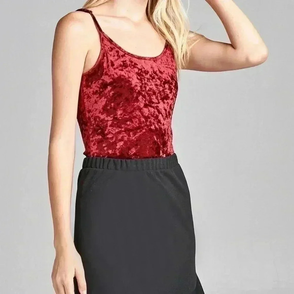 BURGUNDY VELVET BODYSUIT - Picture 4 of 4